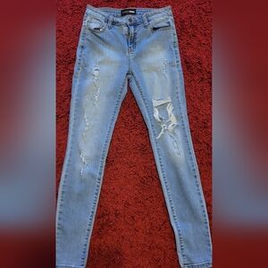 Fashion Nova High Waist Stylish Light Blue Distressed Women Jeans